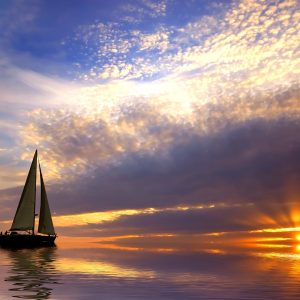 Cruising at Sunset on the Ocean